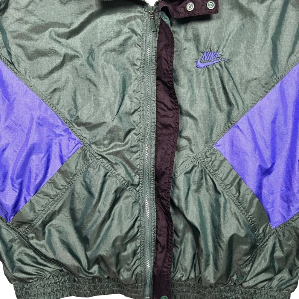 Vintage Nike Windbreaker Men XL Green Purple Colorblock 90s Y2K Ripstop Jacket